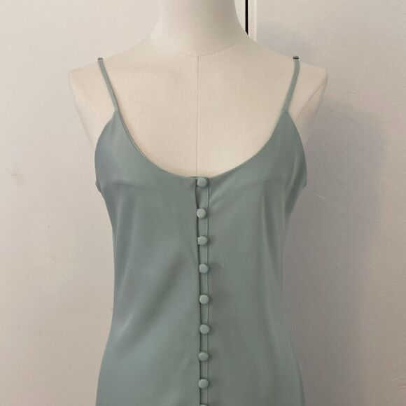 Simple Retro Pastel Mint Green Button Front Midi Dress Size Medium - Picture 3 of 12